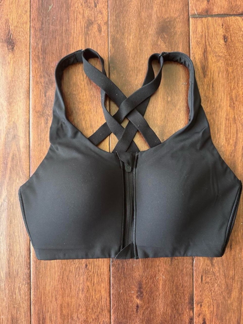 Lululemon Black Zip Front Criss Cross Sports Bra